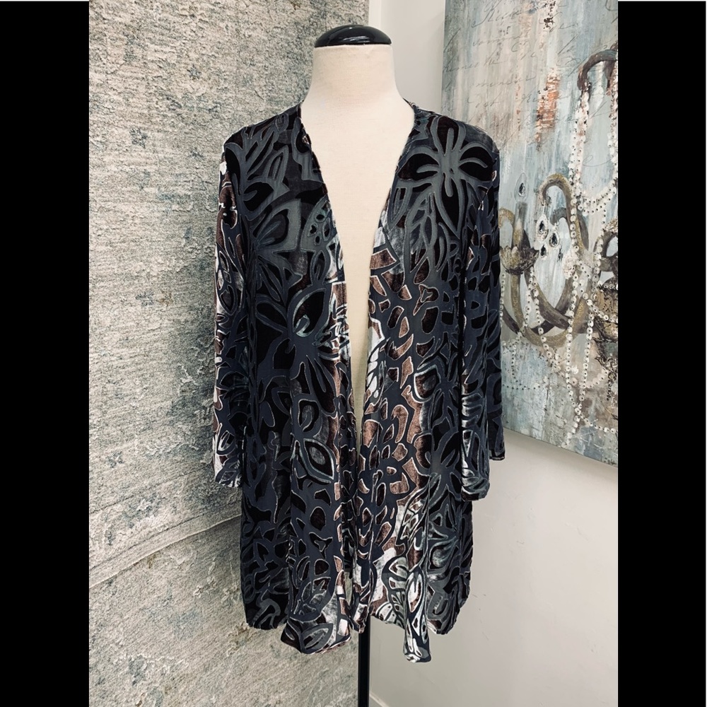 Anis A Burnout Velvet Cardigan Duster